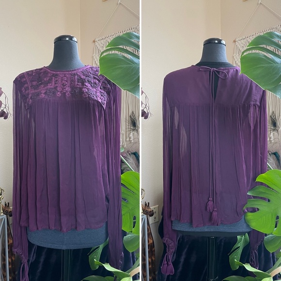 SOLD | Free People Retro Sheer Blouse in Dark Purple - SOLD - Picture 15 of 16